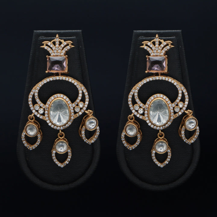 Polki Dangler Earrings with Pear Drop Charms