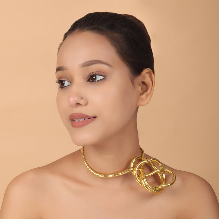 Verve Flexible Gold Coil Necklace–Bracelet