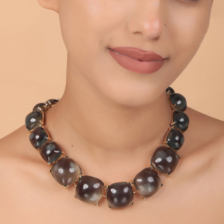 Smoky Bold Beaded Statement Necklace – Contemporary Western Glam by OLIARI