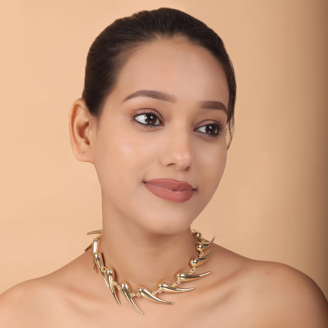 Golden Edge Sculpted Spike Necklace – Bold Western Luxe by OLIARI