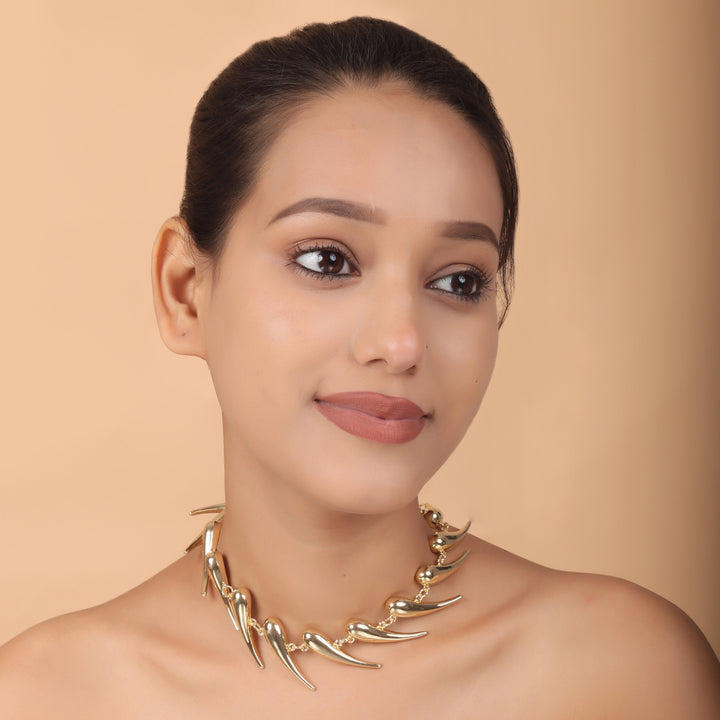 Golden Edge Sculpted Spike Necklace – Bold Western Luxe by OLIARI