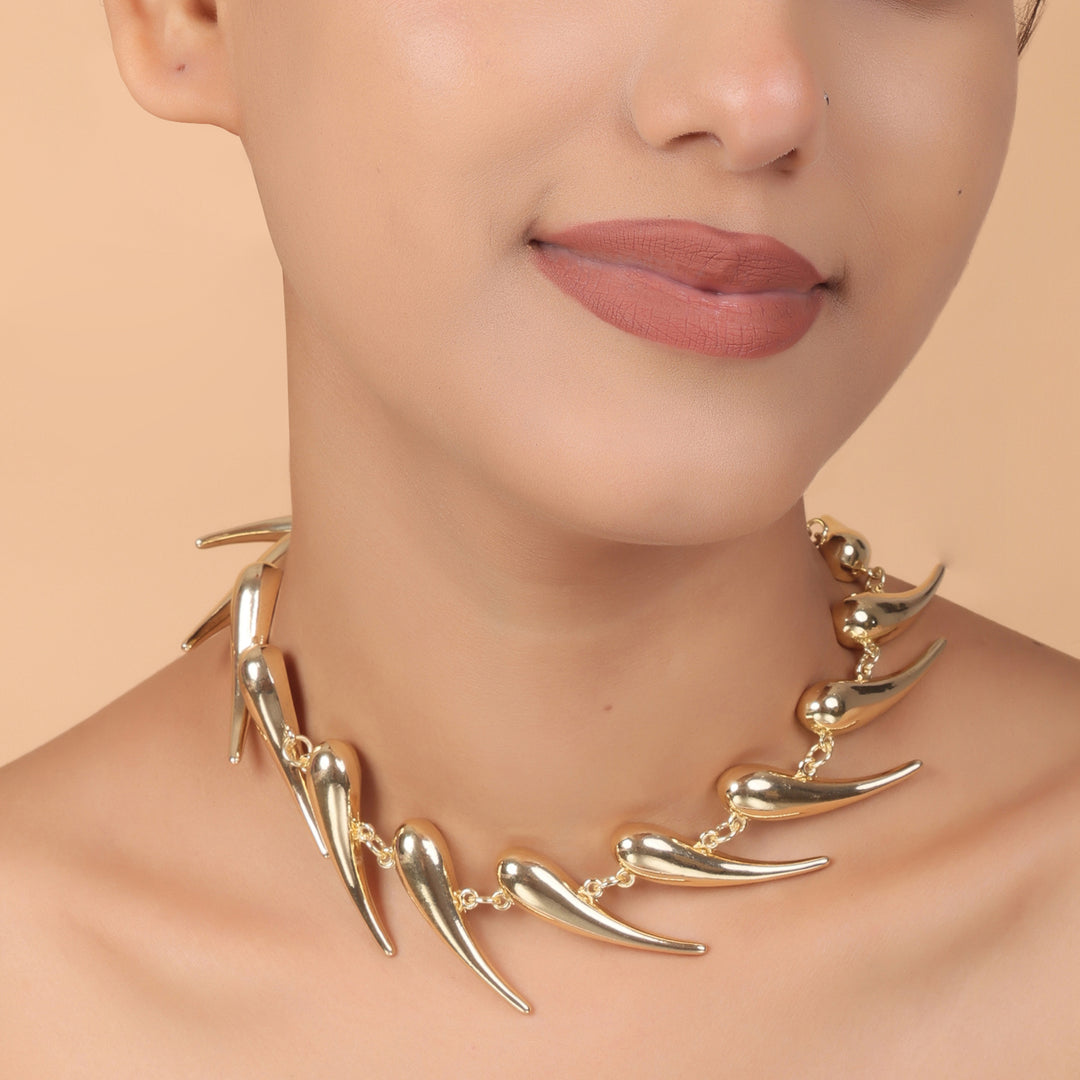 Golden Edge Sculpted Spike Necklace – Bold Western Luxe by OLIARI