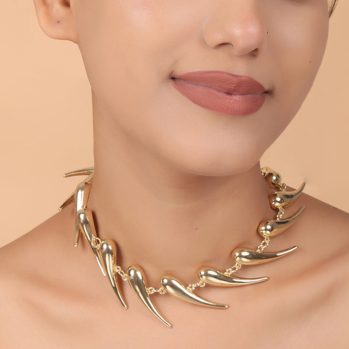 Golden Edge Sculpted Spike Necklace – Bold Western Luxe by OLIARI