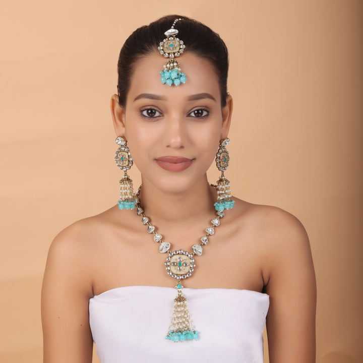 Turquoise Grace Kundan Necklace Set – Heritage Elegance by OLIARI