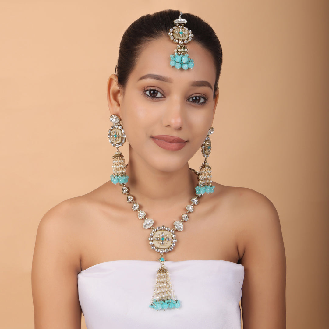 Turquoise Grace Kundan Necklace Set – Heritage Elegance by OLIARI