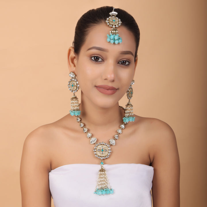 Turquoise Grace Kundan Necklace Set – Heritage Elegance by OLIARI