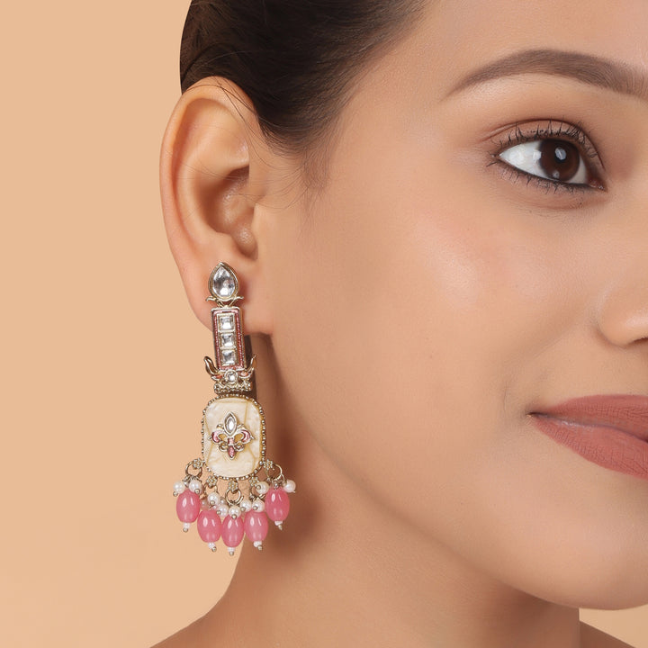 Royal  Meenakari Kundan Earrings – Handcrafted Pearl Drop Heritage by OLIARI