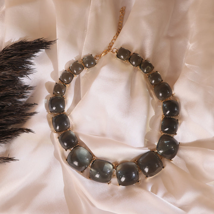 Smoky Bold Beaded Statement Necklace – Contemporary Western Glam by OLIARI