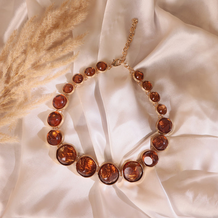 Amber Glow Textured Resin Statement Necklace – Modern Luxe by OLIARI