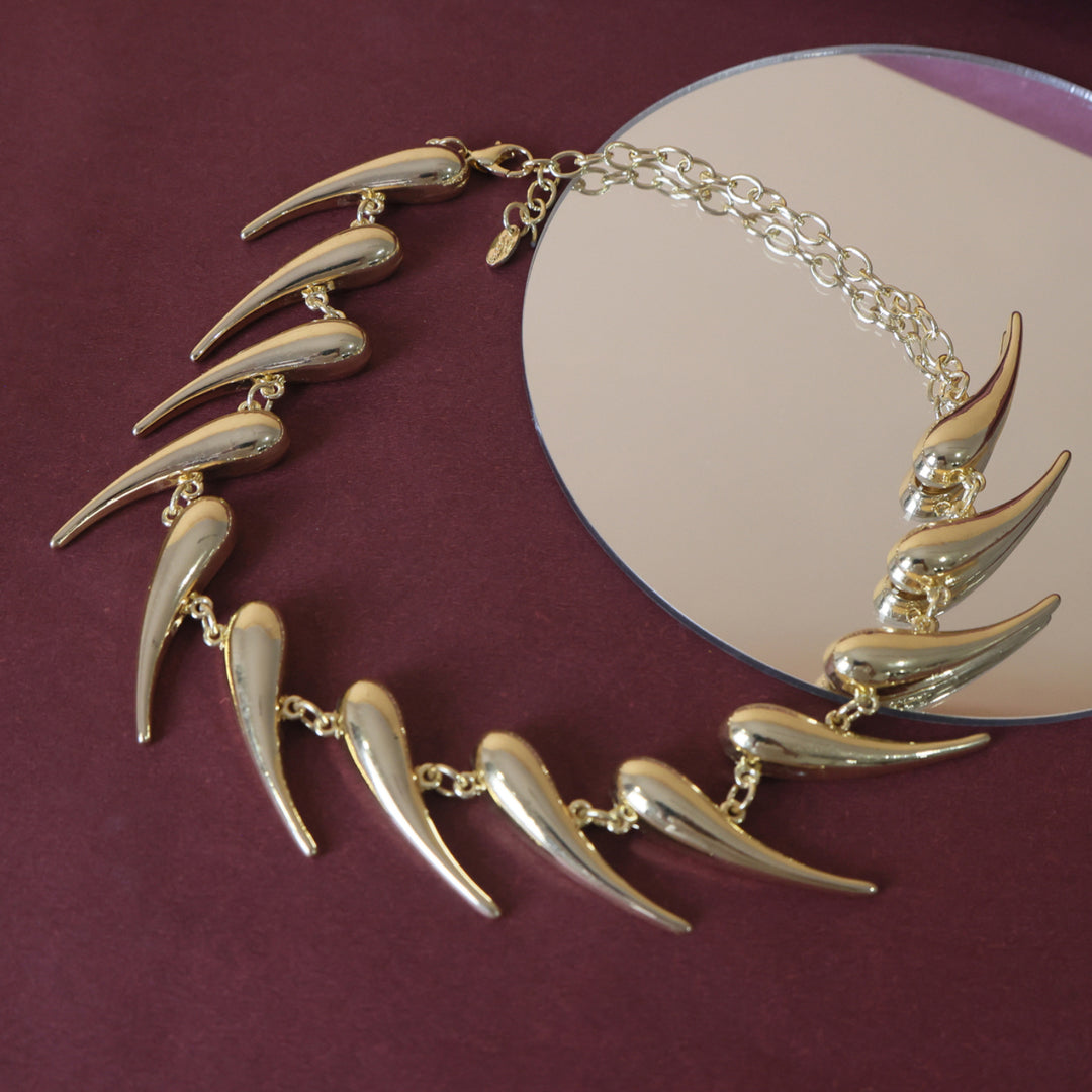 Golden Edge Sculpted Spike Necklace – Bold Western Luxe by OLIARI