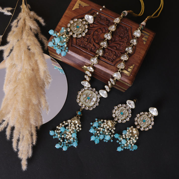 Turquoise Grace Kundan Necklace Set – Heritage Elegance by OLIARI
