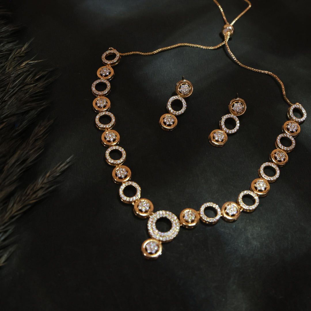 Eternal Glow CZ Rose Gold Necklace Set