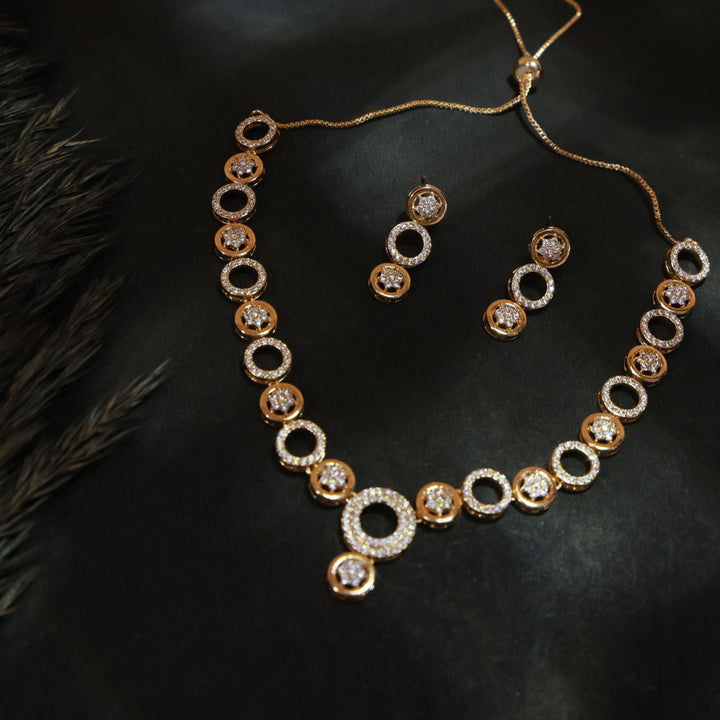 Eternal Glow CZ Rose Gold Necklace Set