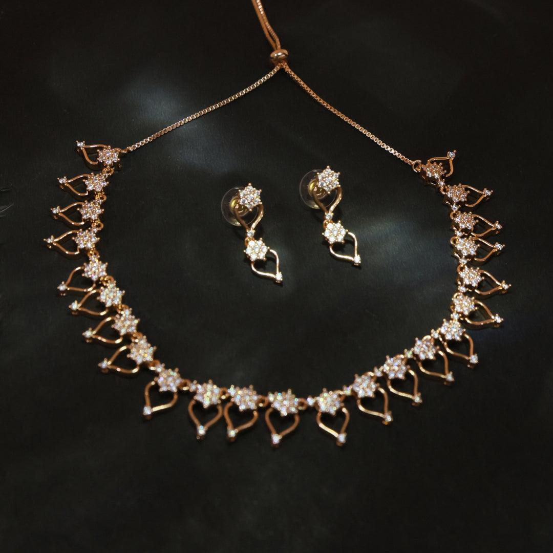 Eternal Hearts CZ Rose Gold Necklace Set