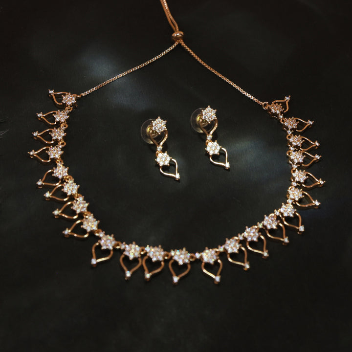 Eternal Hearts CZ Rose Gold Necklace Set