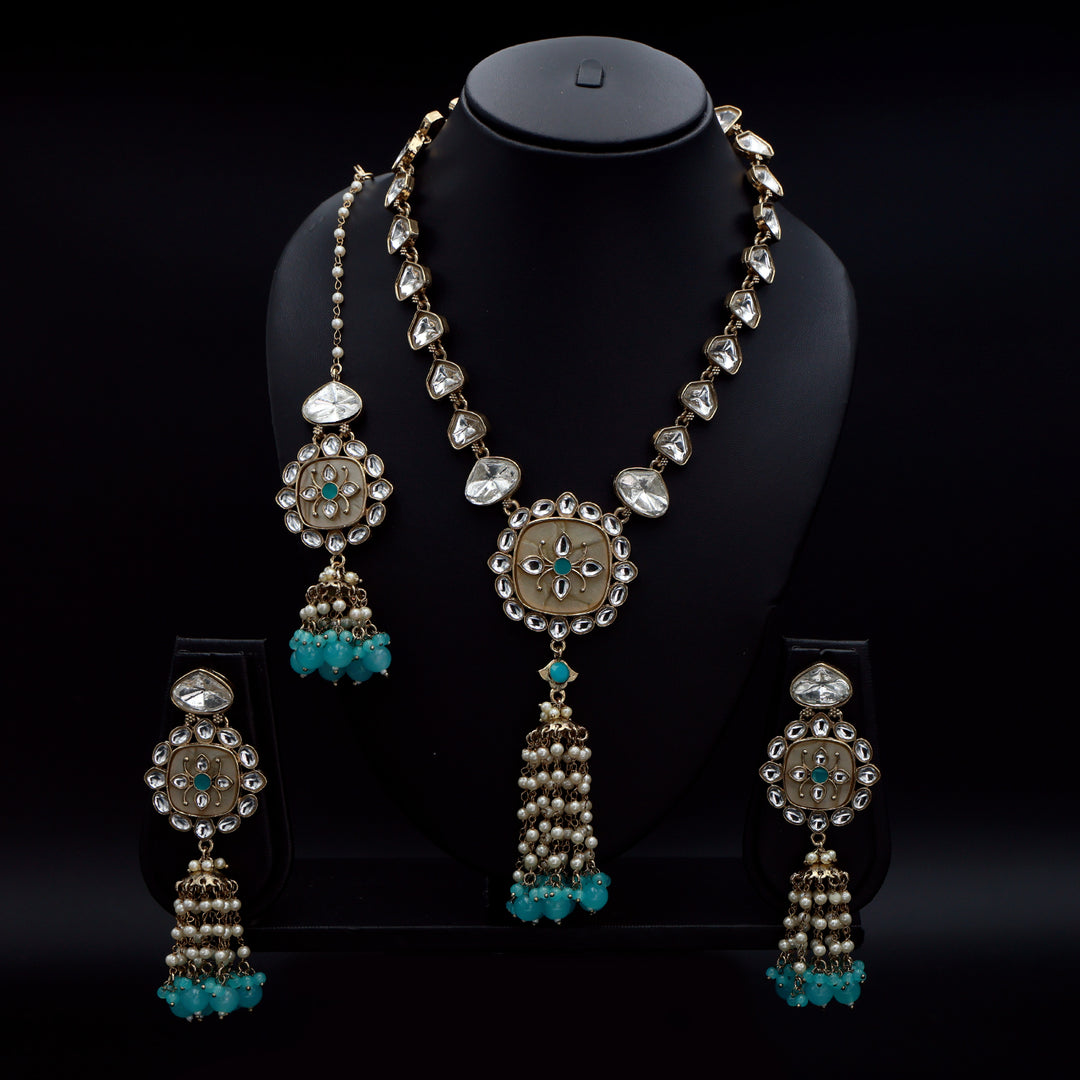 Turquoise Grace Kundan Necklace Set – Heritage Elegance by OLIARI