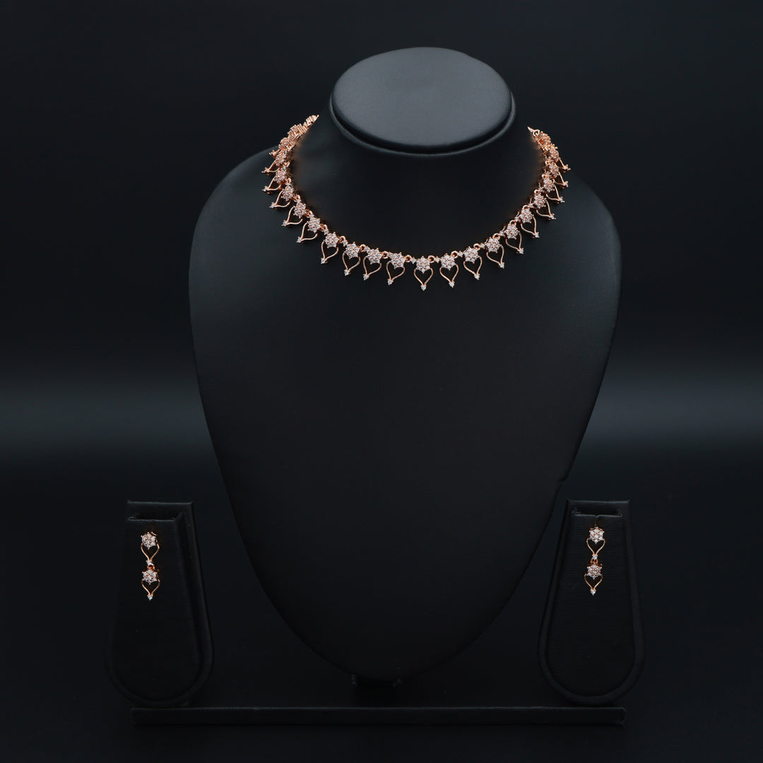 Eternal Hearts CZ Rose Gold Necklace Set