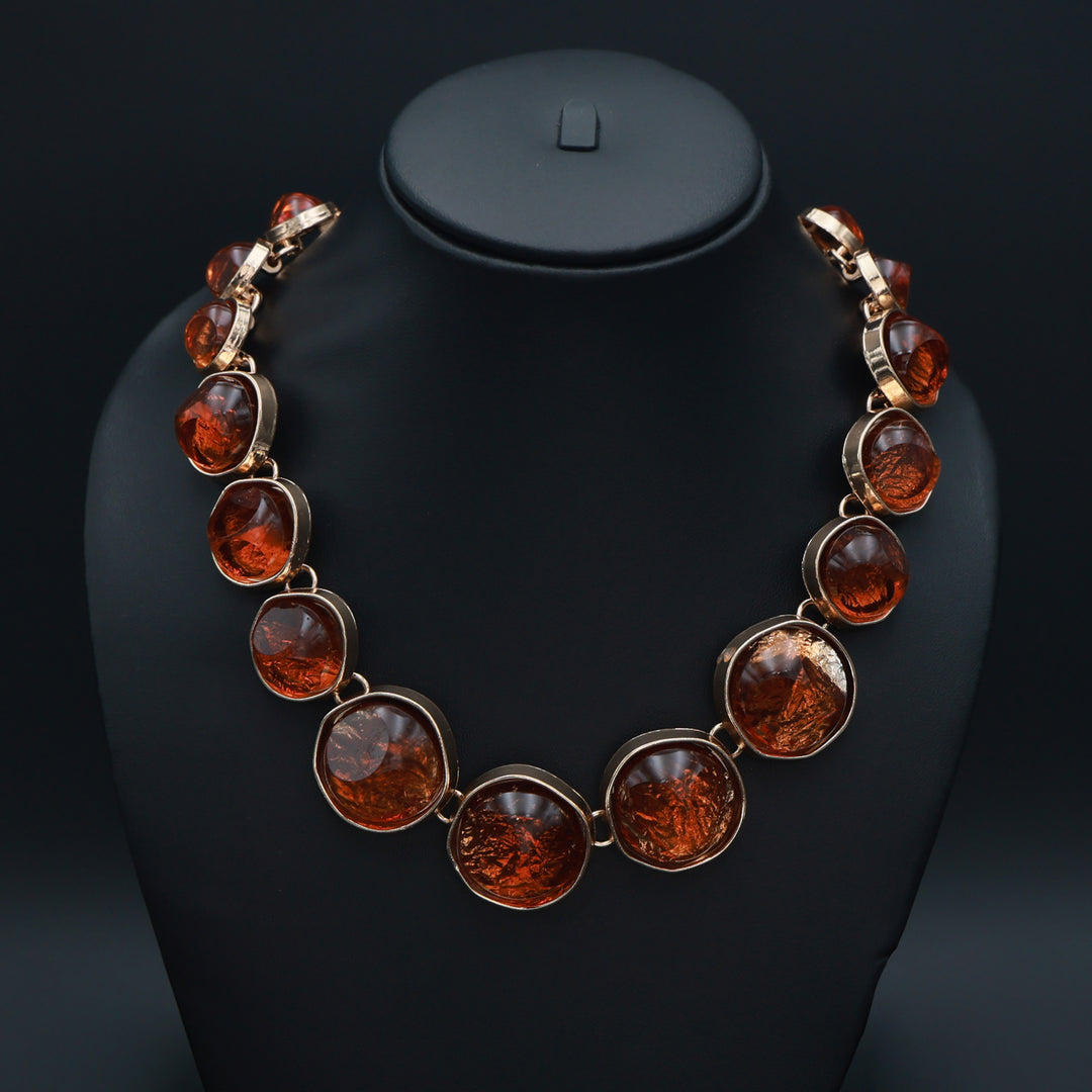Amber Glow Textured Resin Statement Necklace – Modern Luxe by OLIARI