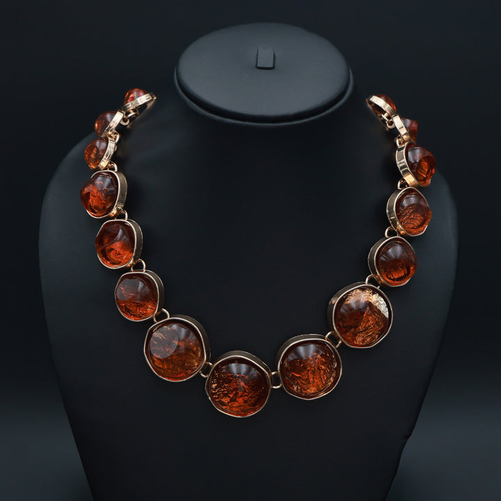 Amber Glow Textured Resin Statement Necklace – Modern Luxe by OLIARI