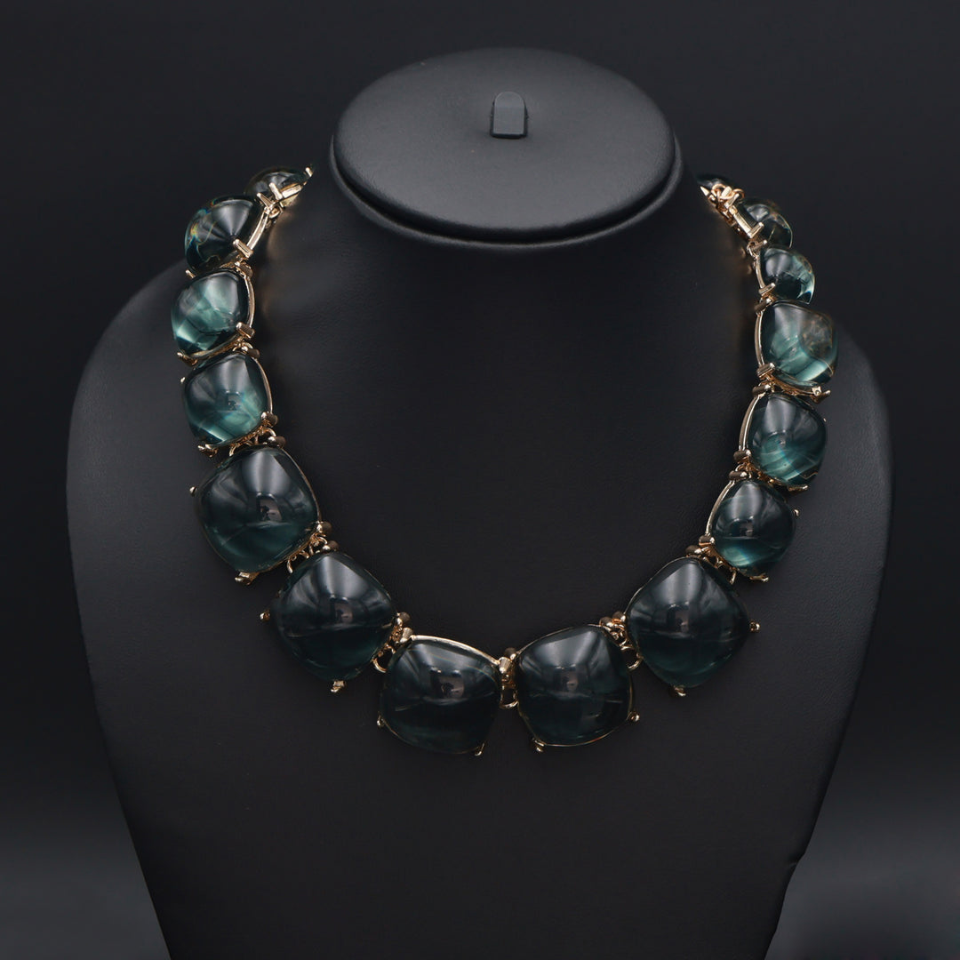 Smoky Bold Beaded Statement Necklace – Contemporary Western Glam by OLIARI