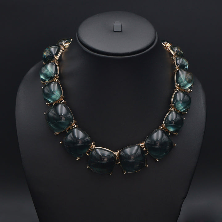 Smoky Bold Beaded Statement Necklace – Contemporary Western Glam by OLIARI