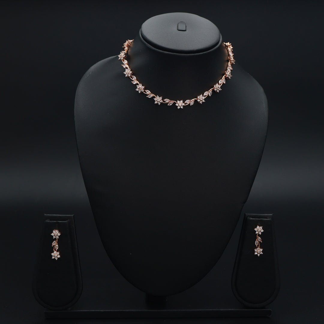 Blossom Grace CZ Necklace & Earrings Set