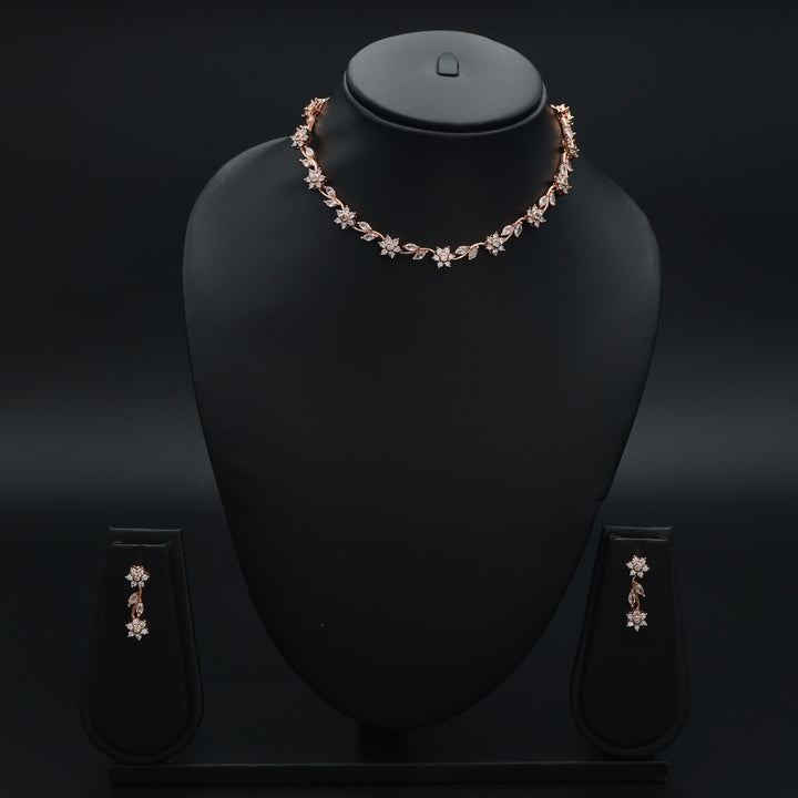 Blossom Grace CZ Necklace & Earrings Set