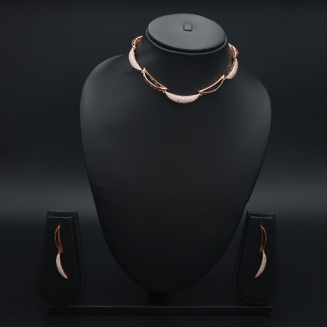 Luna Curve Diamond Necklace & Earrings Set