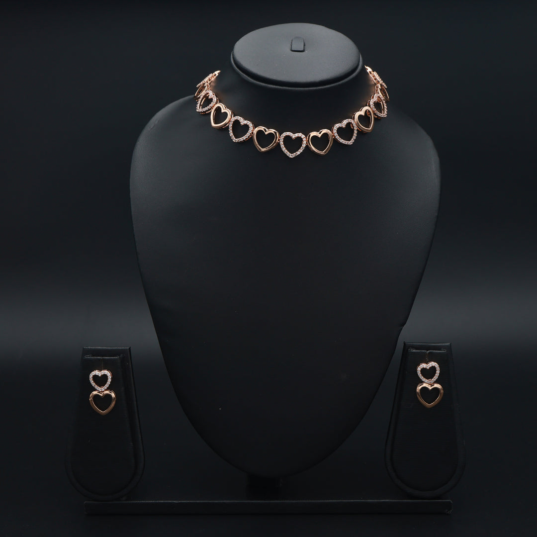 Amora Heart CZ Necklace & Earrings Set