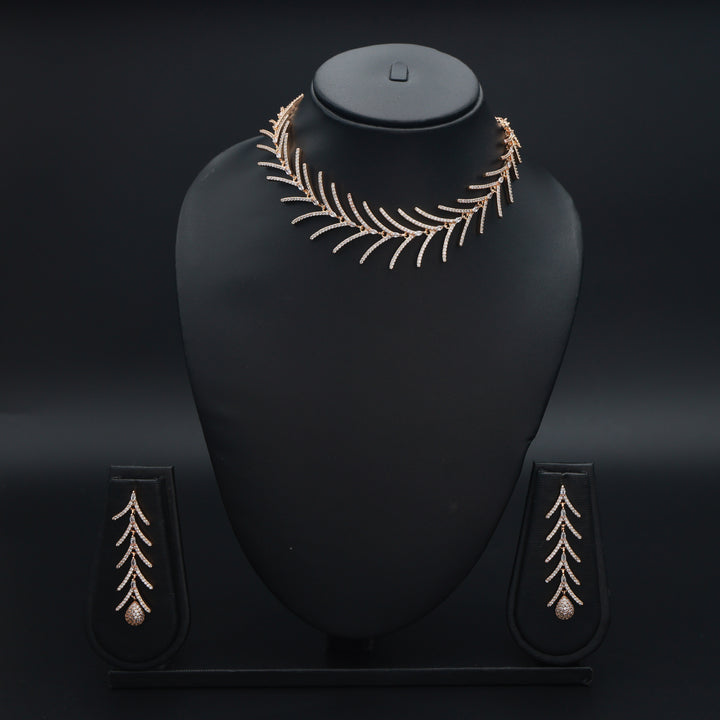 Fern Radiance CZ Necklace & Earrings Set