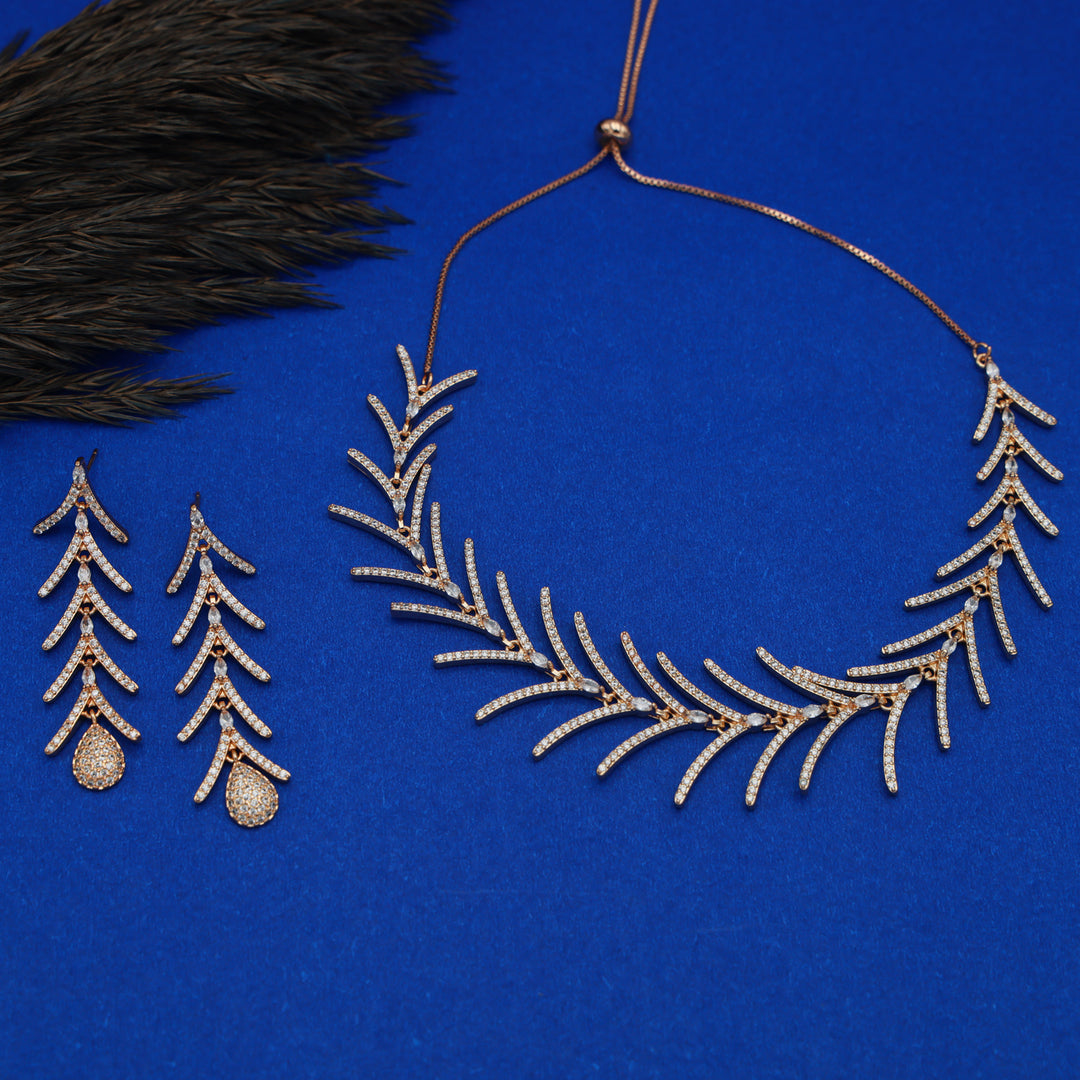 Fern Radiance CZ Necklace & Earrings Set