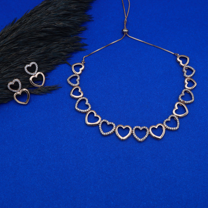 Amora Heart CZ Necklace & Earrings Set
