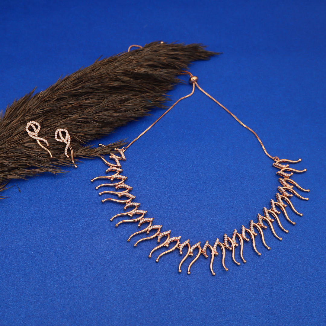 Celeste Wave CZ Necklace & Earrings Set