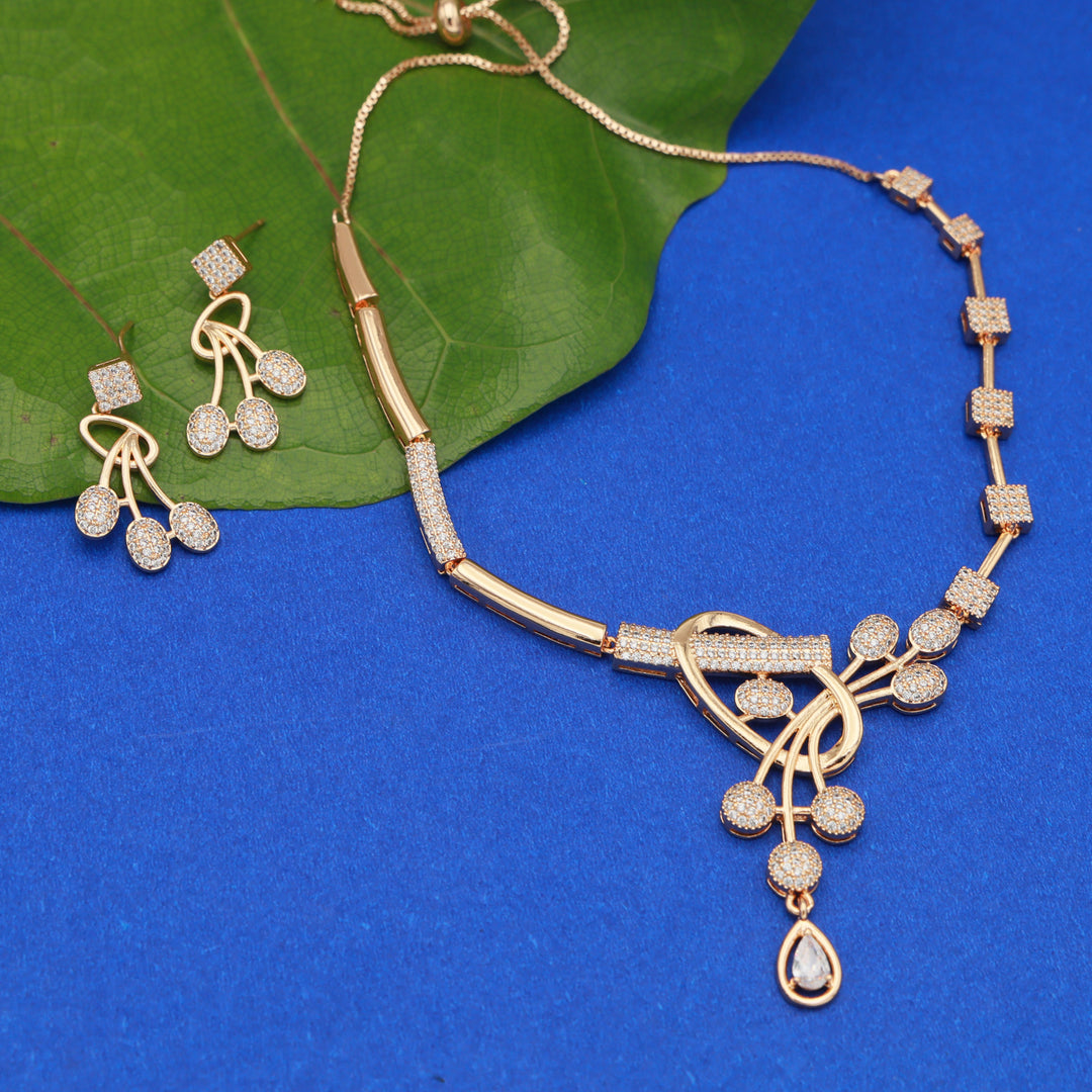 Radiant Curve CZ Necklace & Earrings Set
