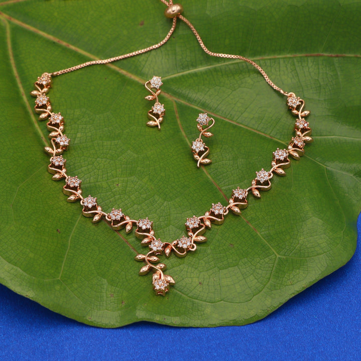 Blossom Vine CZ Necklace & Earrings Set