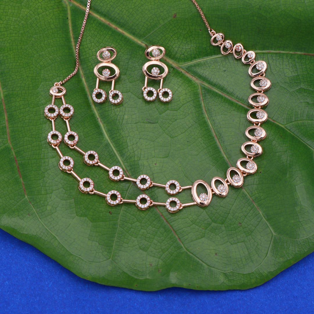 Circle Symphony CZ Necklace & Earrings Set