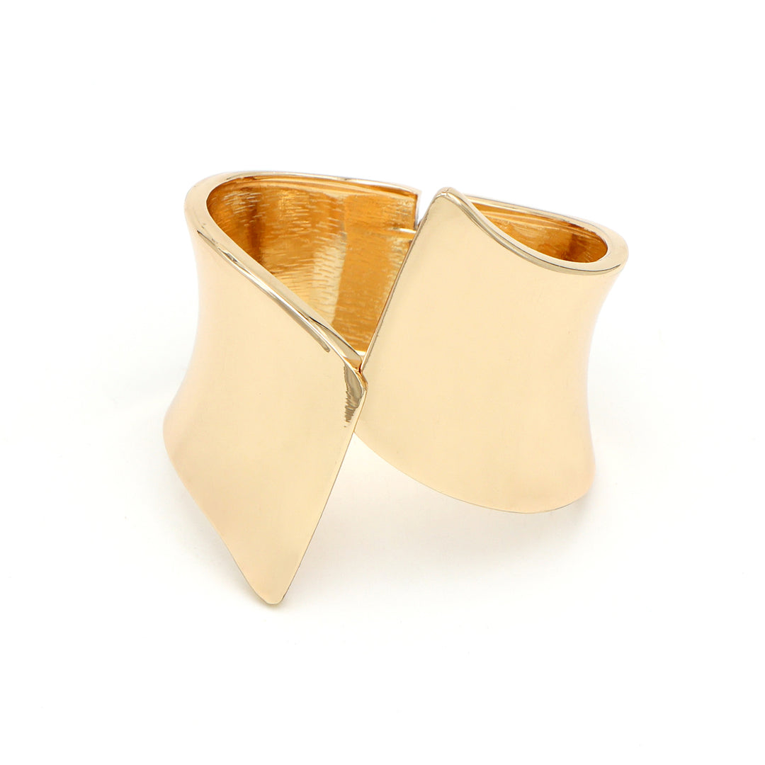 Bold Gold-Tone Sculpted Statement Cuff Bracelet