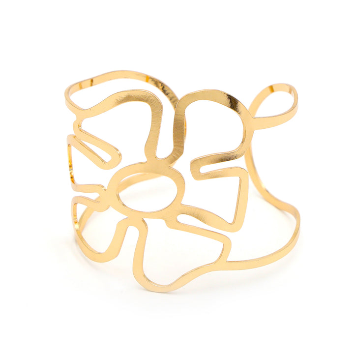 Floral Cutout Gold Cuff Bracelet
