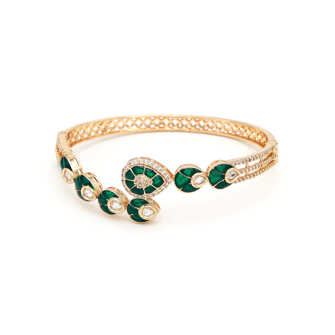 Emerald Leaf Kundan Statement Kada