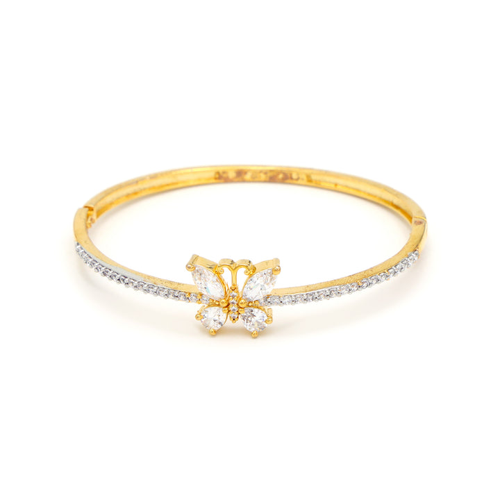 Dual-Tone Butterfly CZ Delicate Bracelet
