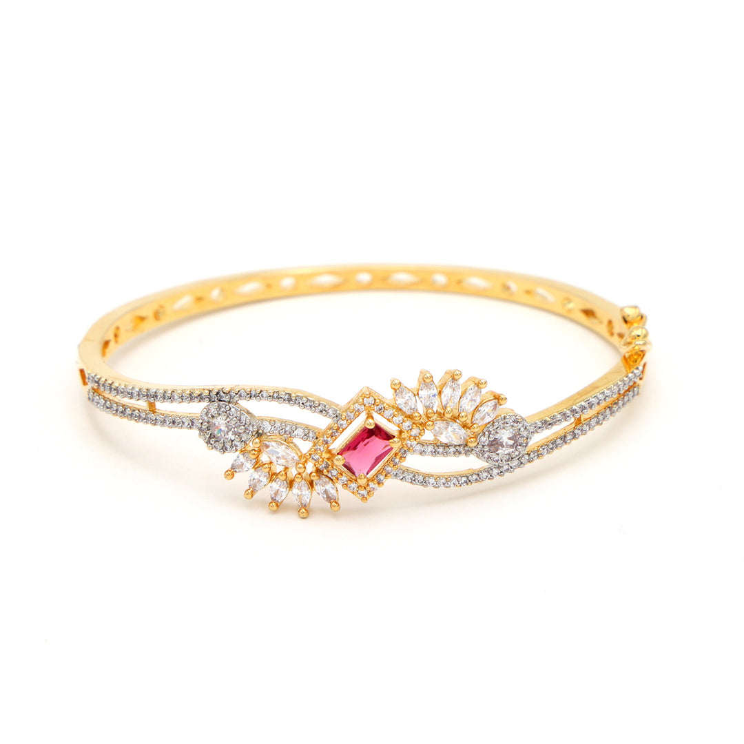 Ruby-Central CZ Dual-Tone Statement Bracelet