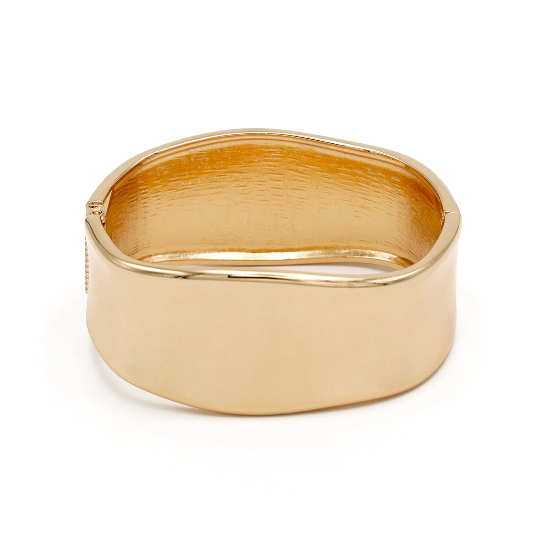 Metallic Silver Sculpted Cuff Bracelet - Gold