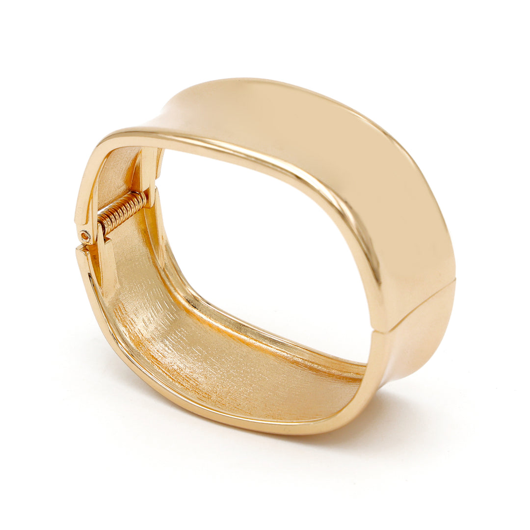 Metallic Silver Sculpted Cuff Bracelet - Gold