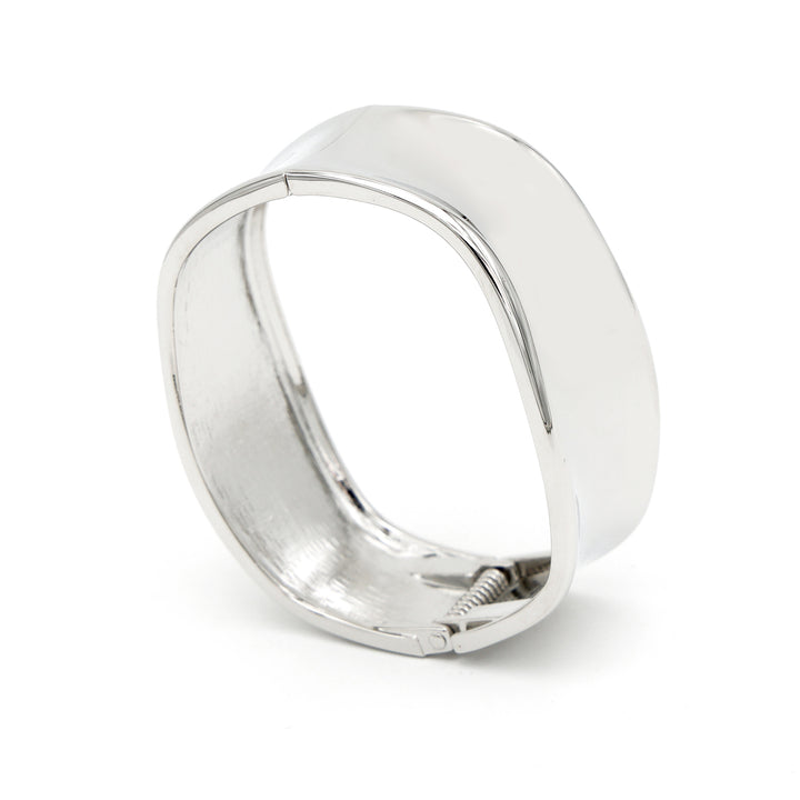 Metallic Silver Sculpted Cuff Bracelet - Silver
