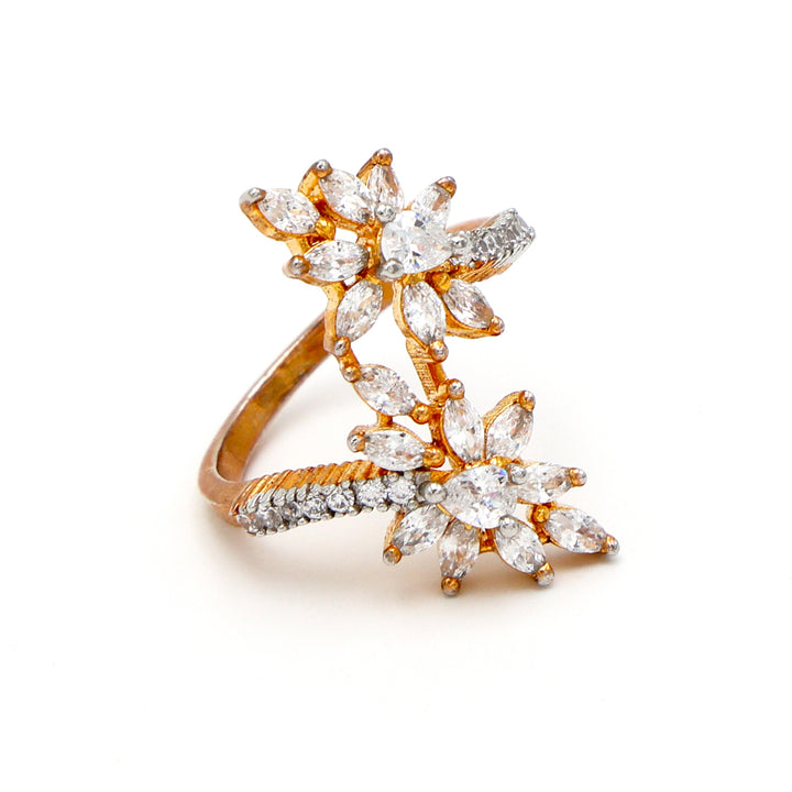 Dual Bloom Adjustable CZ Ring