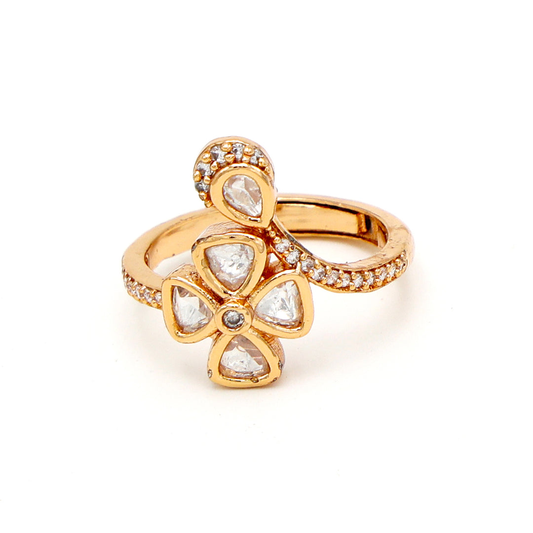 Kundan Floral Adjustable Ring