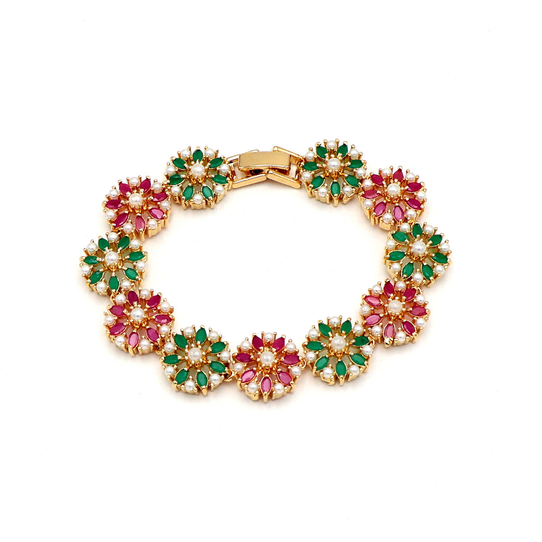 Multicolor Kundan Floral Bracelet
