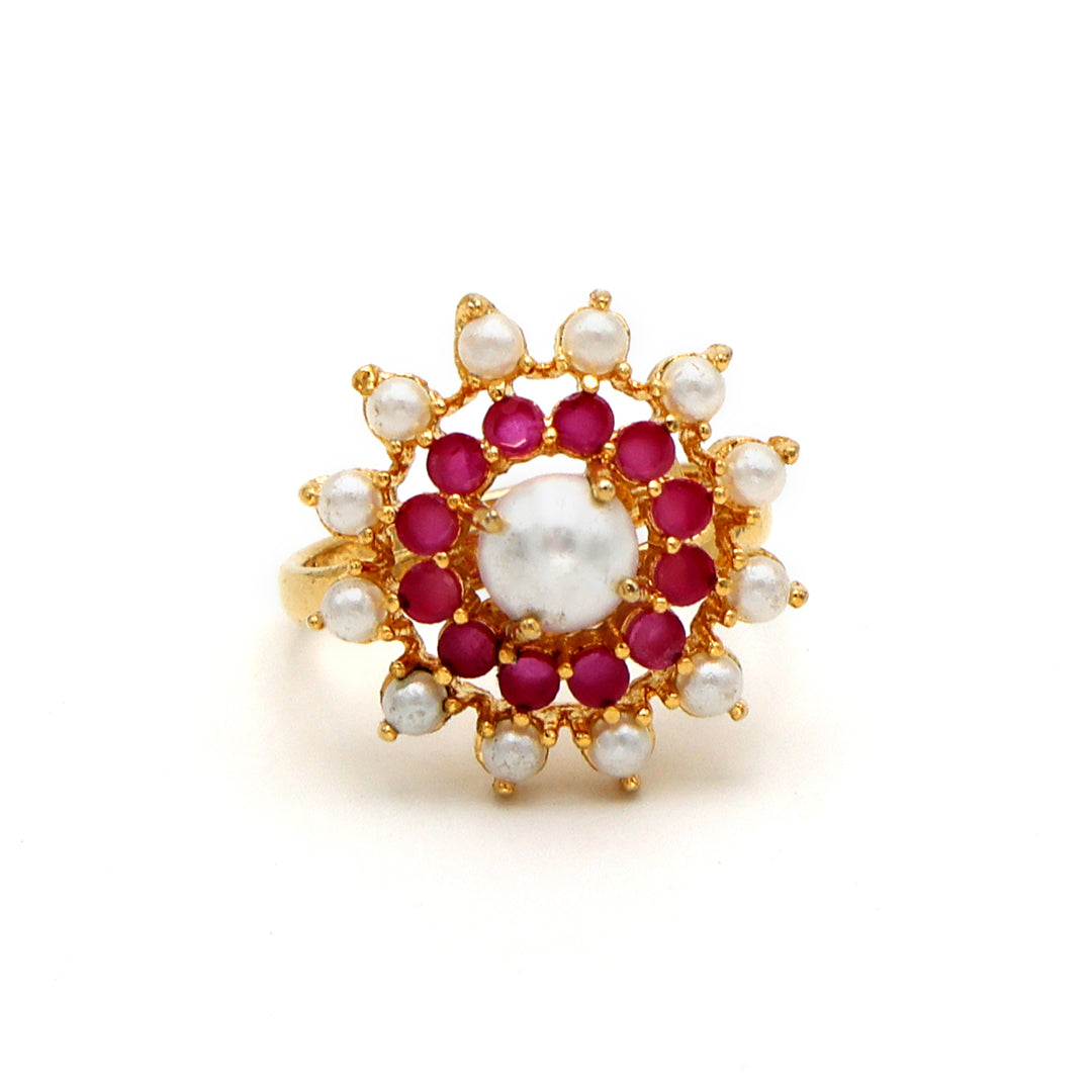 Royal Pink Stone Floral Ring