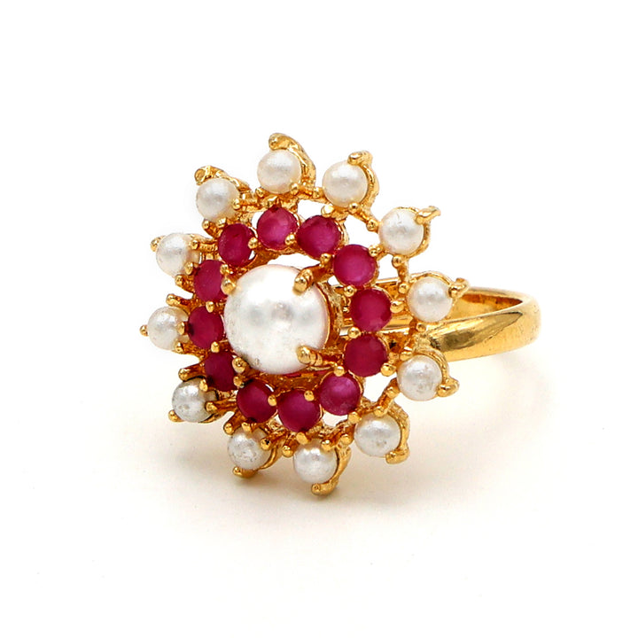 Royal Pink Stone Floral Ring