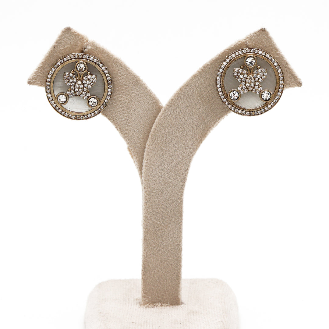 Enamel Floral Stud Earrings - White